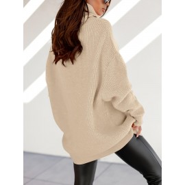 Plus Size, Women' Size Chunky Batwing Sweater - Oversized Turtleneck Pullover, Winter Warm Loose Fit Jumper Suitable for Winter, Casual & Dressy Outfits