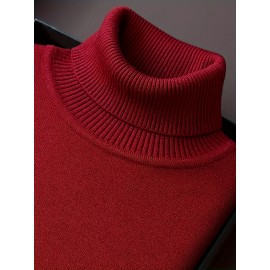 [Men's Turn-Collar Sweater] Cross-Border New Autumn-Winter Men's Solid Color Turn-Collar Pullover Knit Sweater