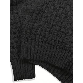 Men's Casual Waffle Knit Lapel Button Sweater