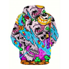 Men'S Plus Size Hoodie - Stretchy Fabric Pullover Sweatshirt with Hood, Halloween Costume Party Outfit, Casual Winter Clothing for Big & Tall Men - Easy Care Hooded Sweatshirt, Comfortable Fit, PLUS SIZE