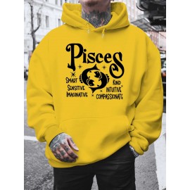 Plus Size Pisces Pattern Hoodie | Comfortable Fuzzy Sweatshirt with Zodiac Design, Printed with 