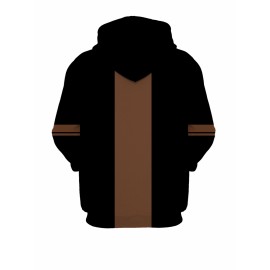 Men's Long Sleeved 3D Minimalist Pattern Printed Casual Drawstring Hooded Sweatshirt in Autumn and Winter Seasons, Large Size, PLUS SIZE