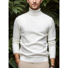 [Men's Turn-Collar Sweater] Cross-Border New Autumn-Winter Men's Solid Color Turn-Collar Pullover Knit Sweater